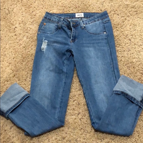 Hudson Skinny Mid Wash Jeans Distressed - Picture 2 of 3